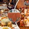 Rectangle Tablecloth - 52 x 70 Inch Rust Cream Spill Wrinkle Proof Damask Table Cloth, Fall, Harvest, Thanksgiving Tablecloths, Soft Polyester Oblong Table Cover for Kitchen Parties